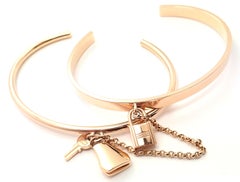 Hermes Kelly Clochette Double Cuff Rose Gold Bangle Bracelet