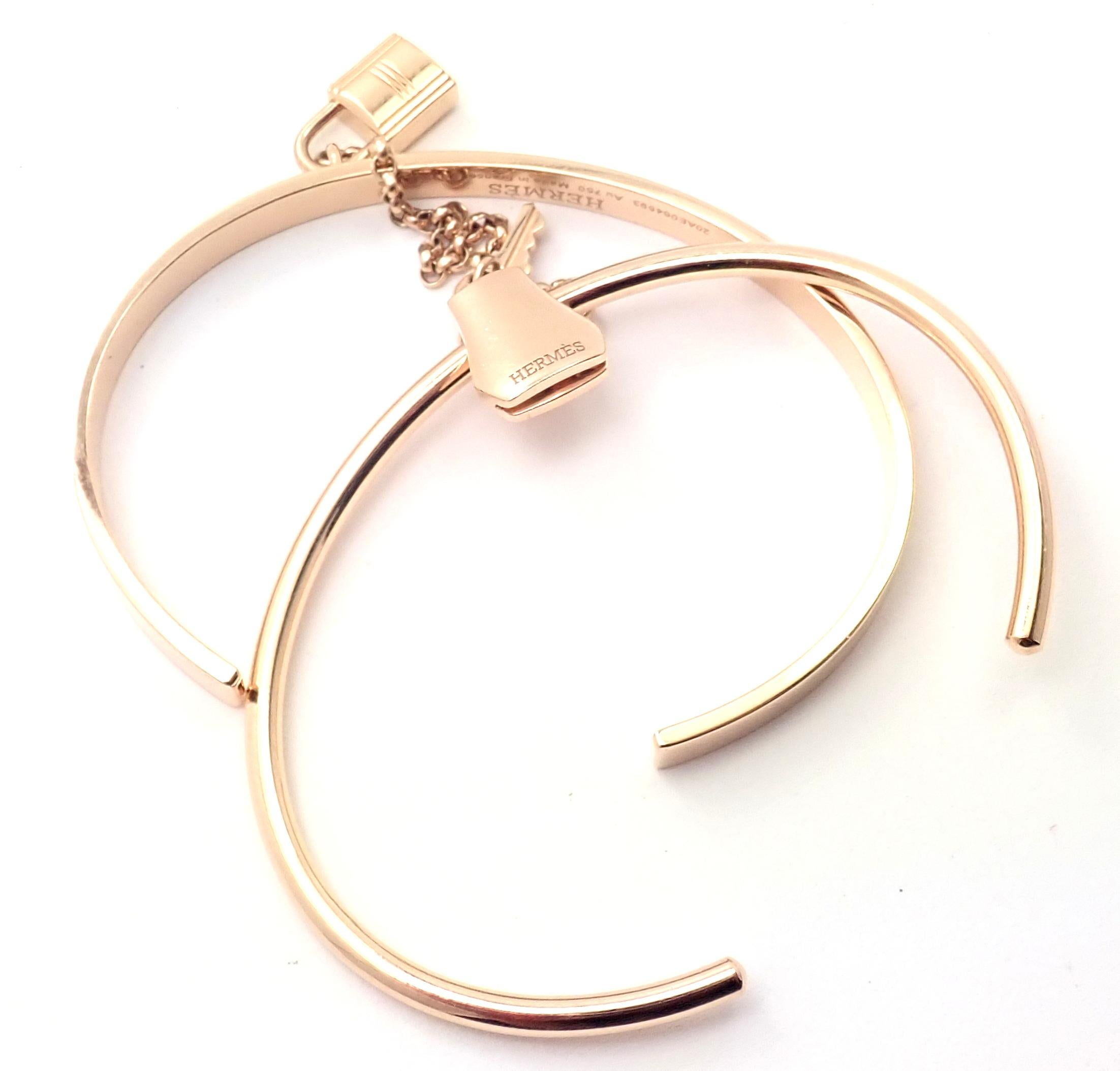 Hermès Kelly Clochette Bracelet jonc à double poignet en or rose Excellent état - En vente à Holland, PA