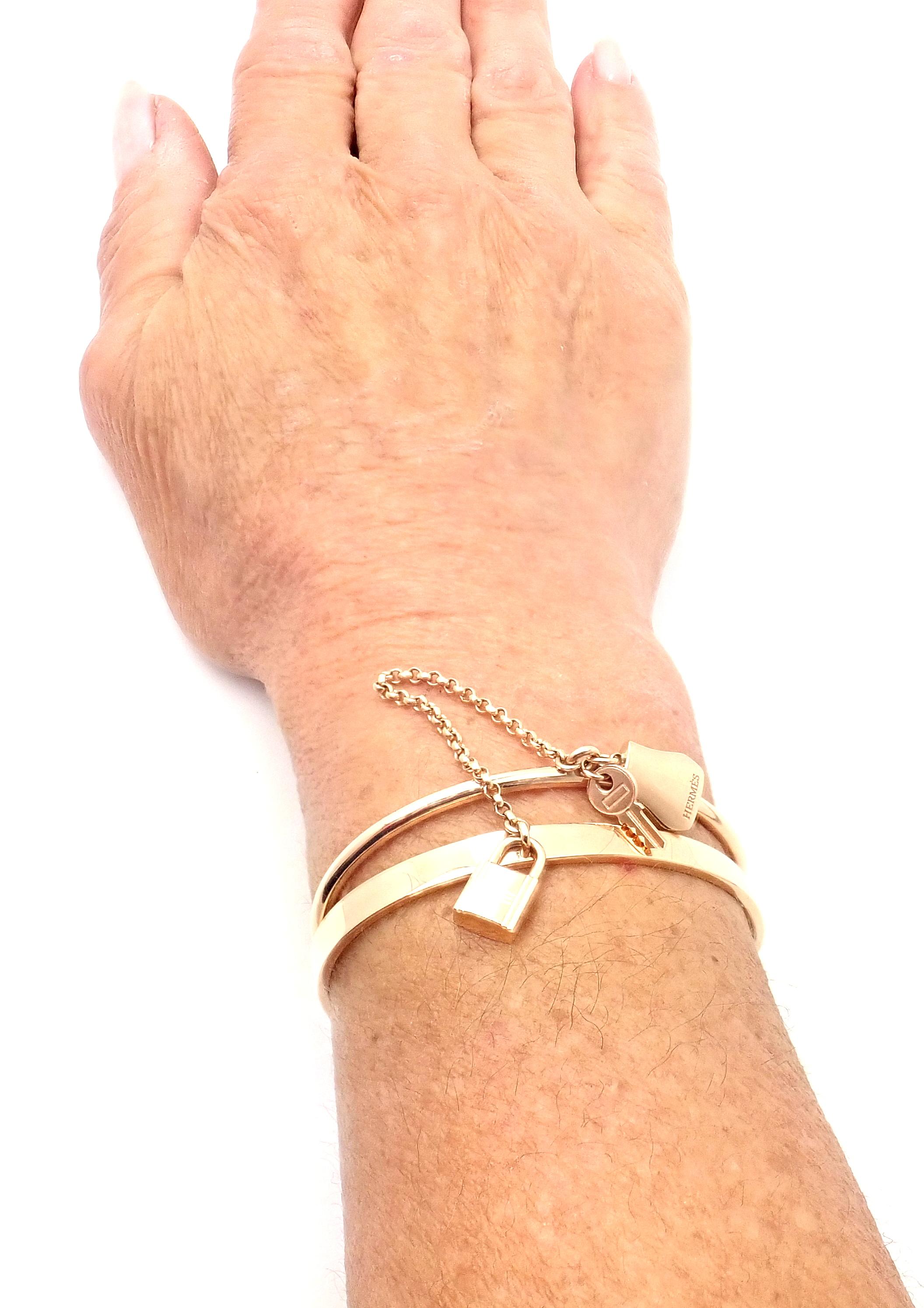 Hermès Kelly Clochette Bracelet jonc à double poignet en or rose Unisexe en vente