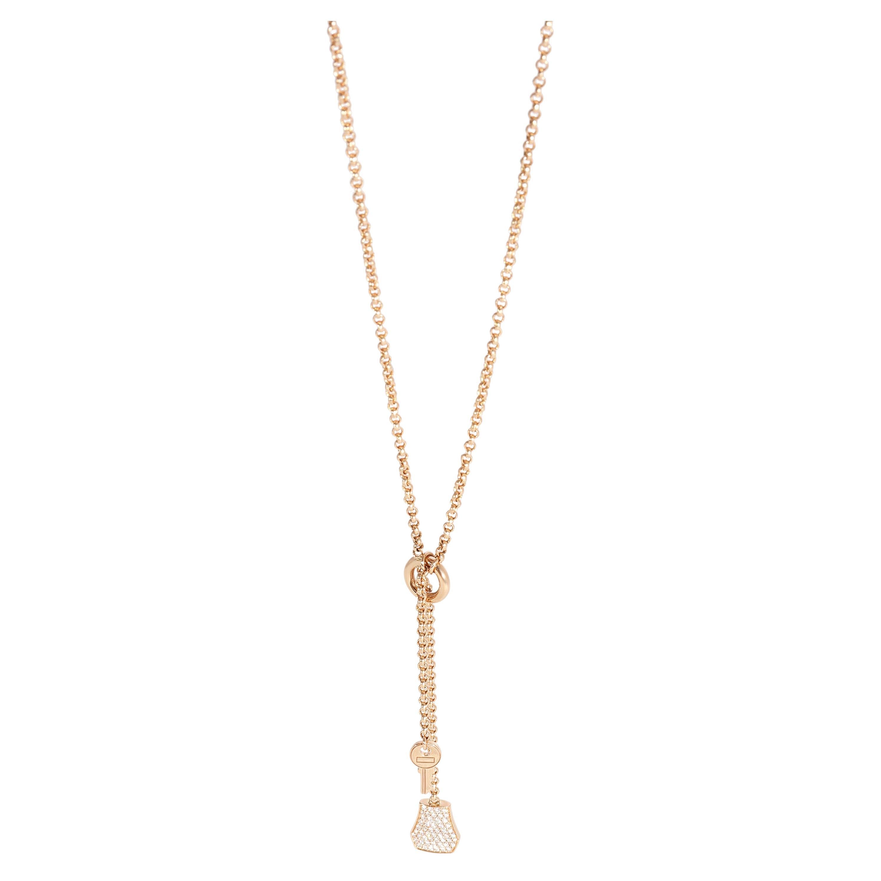 Hermes Kelly Clochette Necklace, Small Model in 18K Rose Gold 0.53 CTW