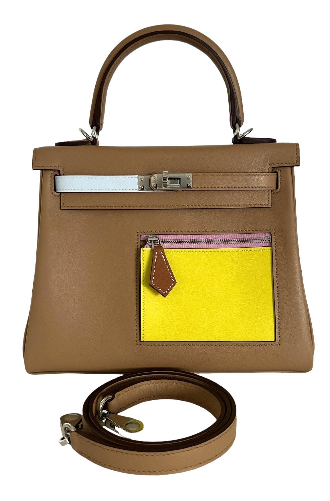 Hermes Kelly Colormatic 25 Swift Chai /Lime / Blue Brume / Cassis / Nata / Mauve 9