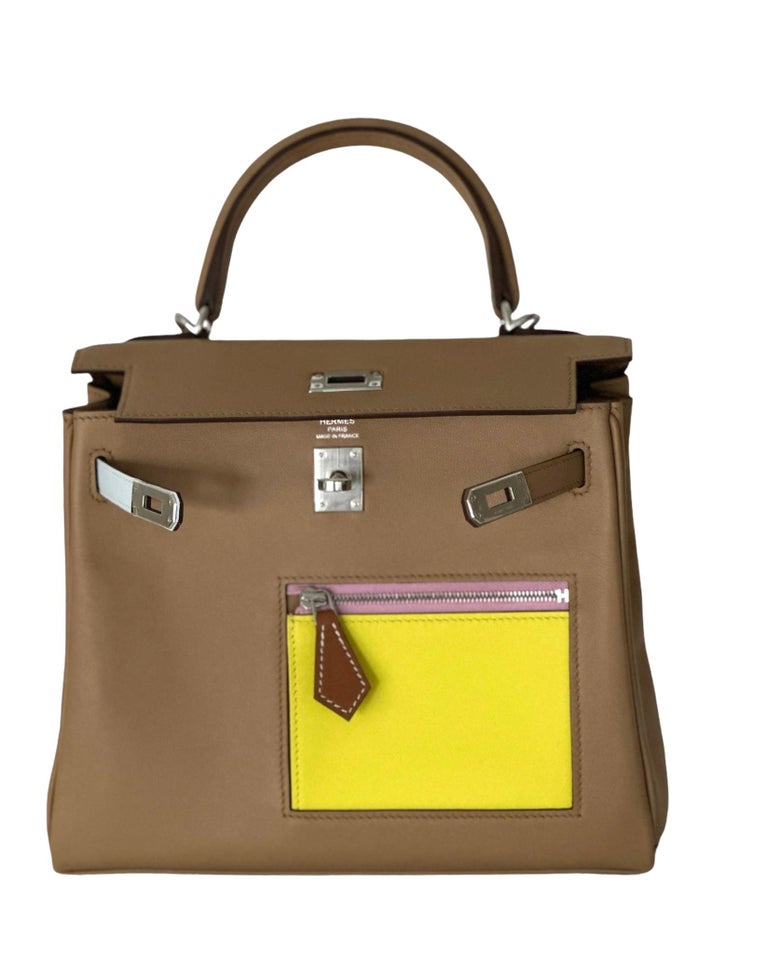 Hermes Colormatic Kelly Retourne 25 Chai, Bleu Brume and Lime
