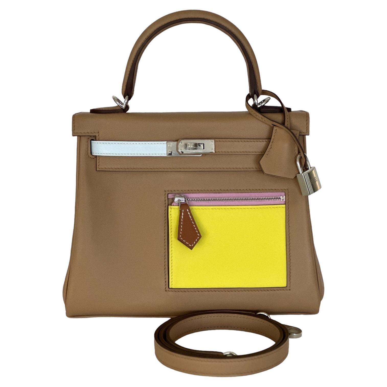 Hermes Kelly Colormatic 25 Swift Chai /Lime / Blue Brume / Cassis / Nata / Mauve