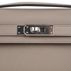 Hermes Kelly Cut Bag Gris Asphalt Gray Clutch Swift Palladium Hardware