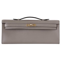 Hermes Kelly Cut Bag Gris Asphalte Grey Kupplung Swift Palladium