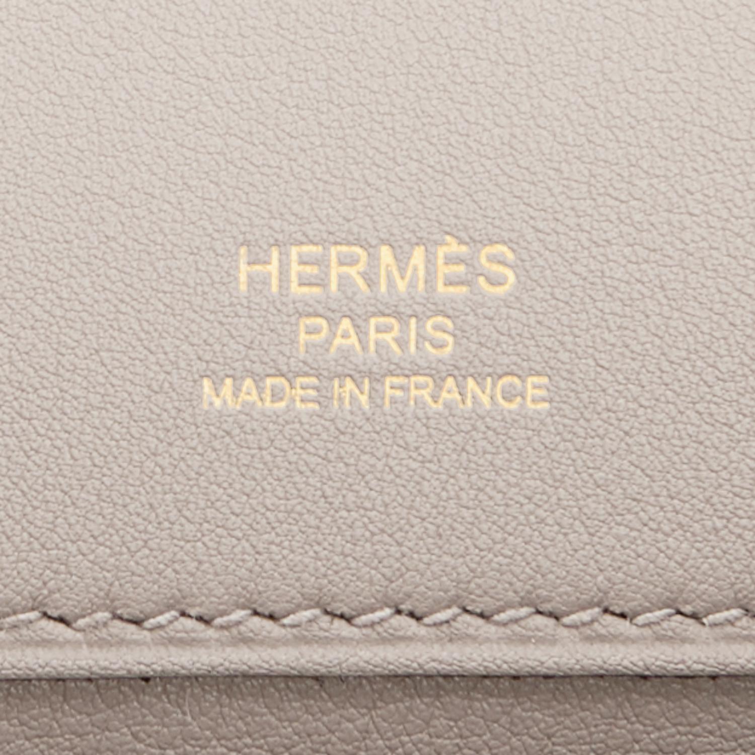 Women's or Men's Hermes Kelly Cut Beton Cream Grey Clutch Swift Gold Hardware Y Stamp, 2020