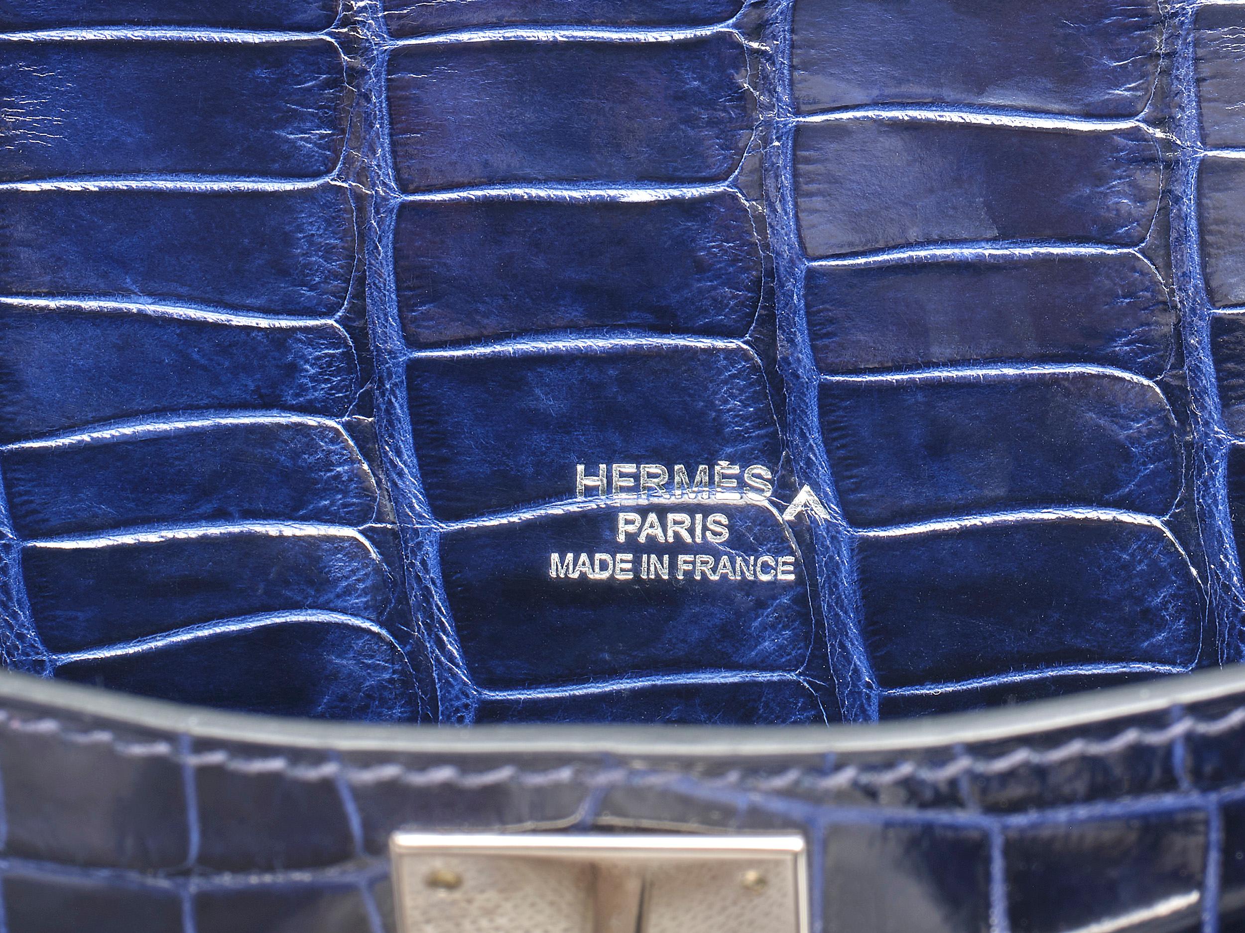 Hermès Kelly Cut Bleu Saphir Diamant Krokodil Porosus im Angebot 1