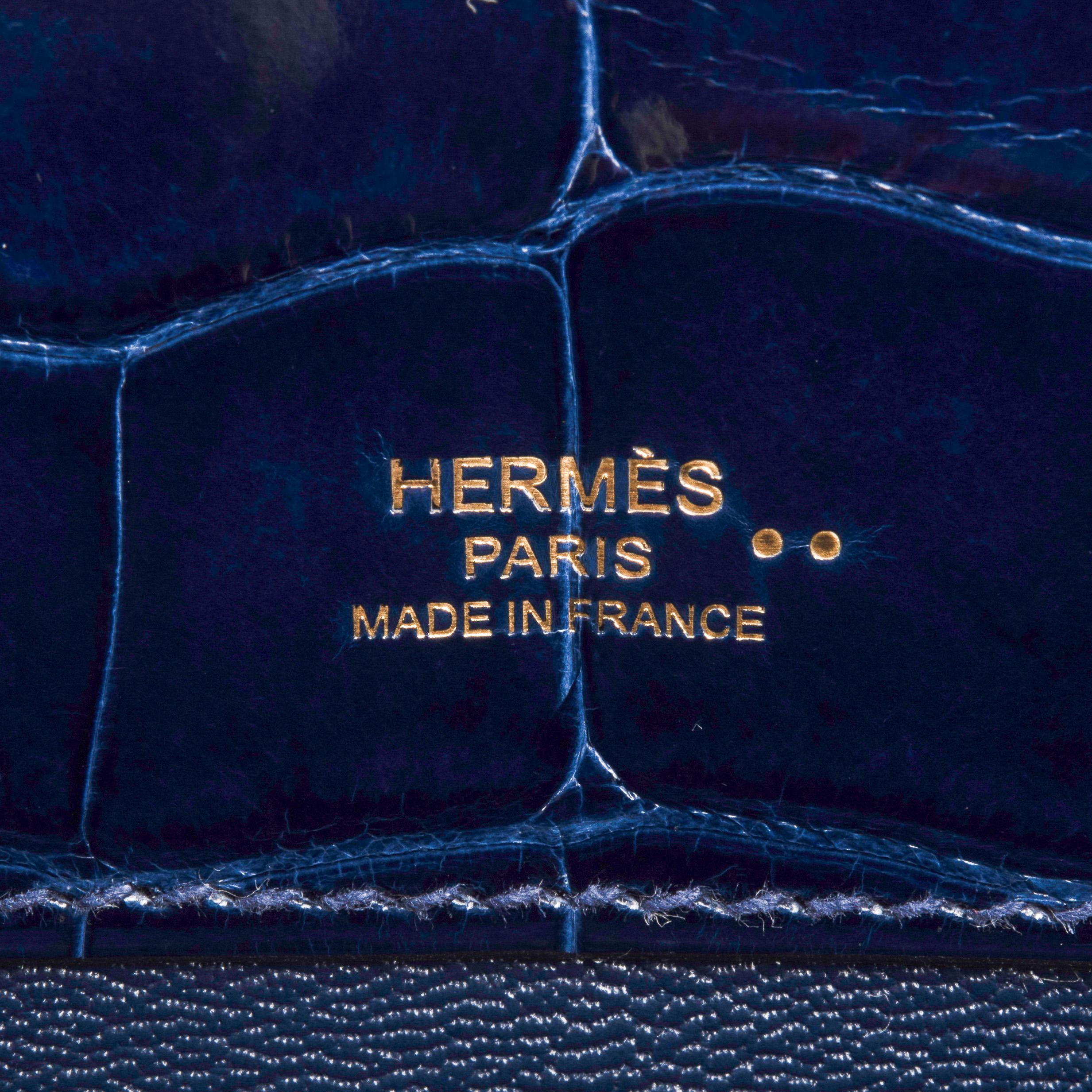 Hermes Kelly Cut Clutch Bag Blue Sapphire Crocodile Gold Hardware New w/Box 1