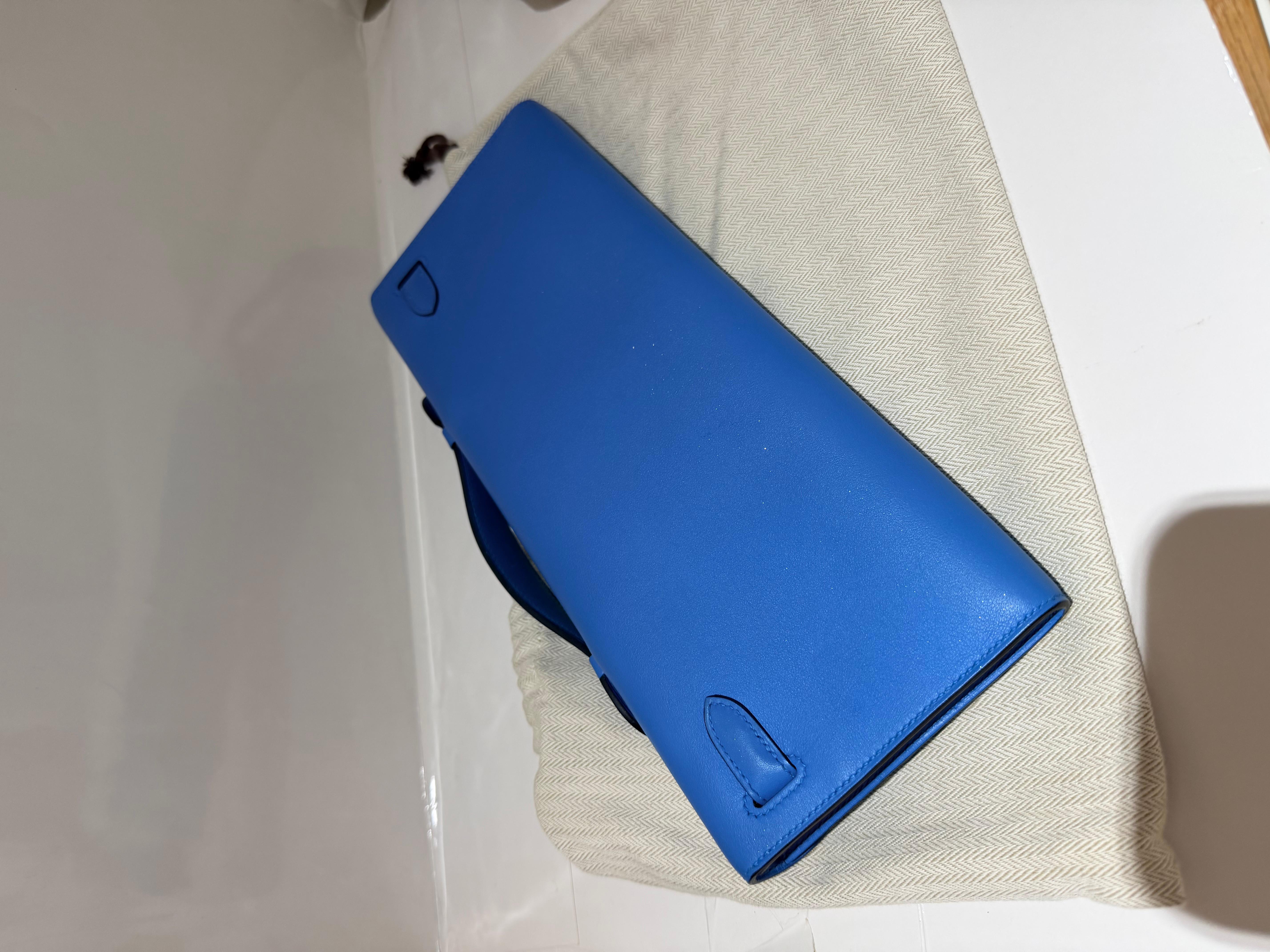 Hermes Kelly Cut clutch Blue Franc Swift Gold Hardware Unisexe en vente