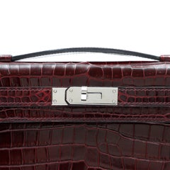 Hermès Kelly Cut Clutch, Crocodile Leather Burgundy w GH