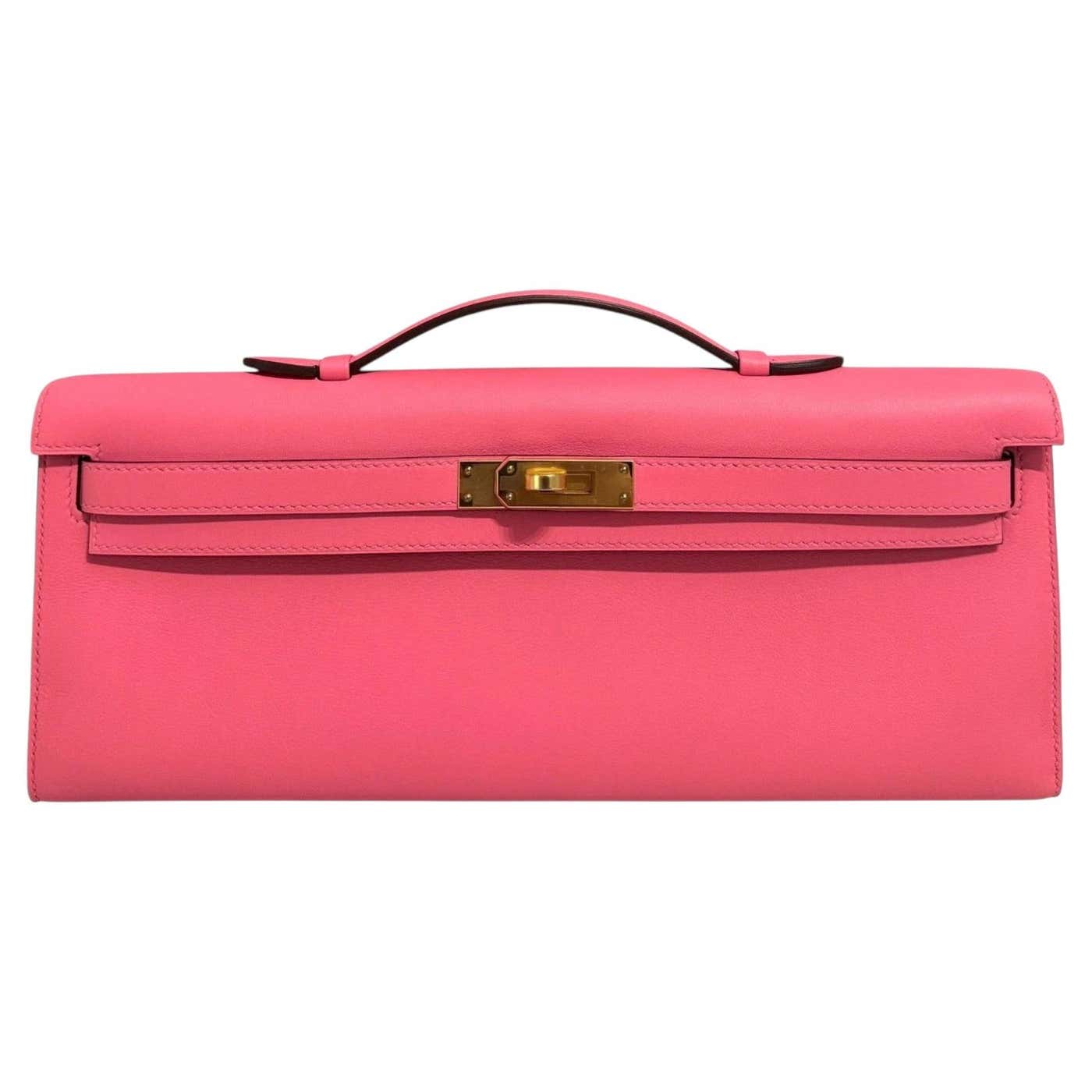 Hermes Kelly Cut swift rose azalee clutch — Hermès