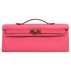 Hermes Kelly Cut Clutch Rose Azalee Azalee Rosa Swift Leder Gold Hardware Selten
