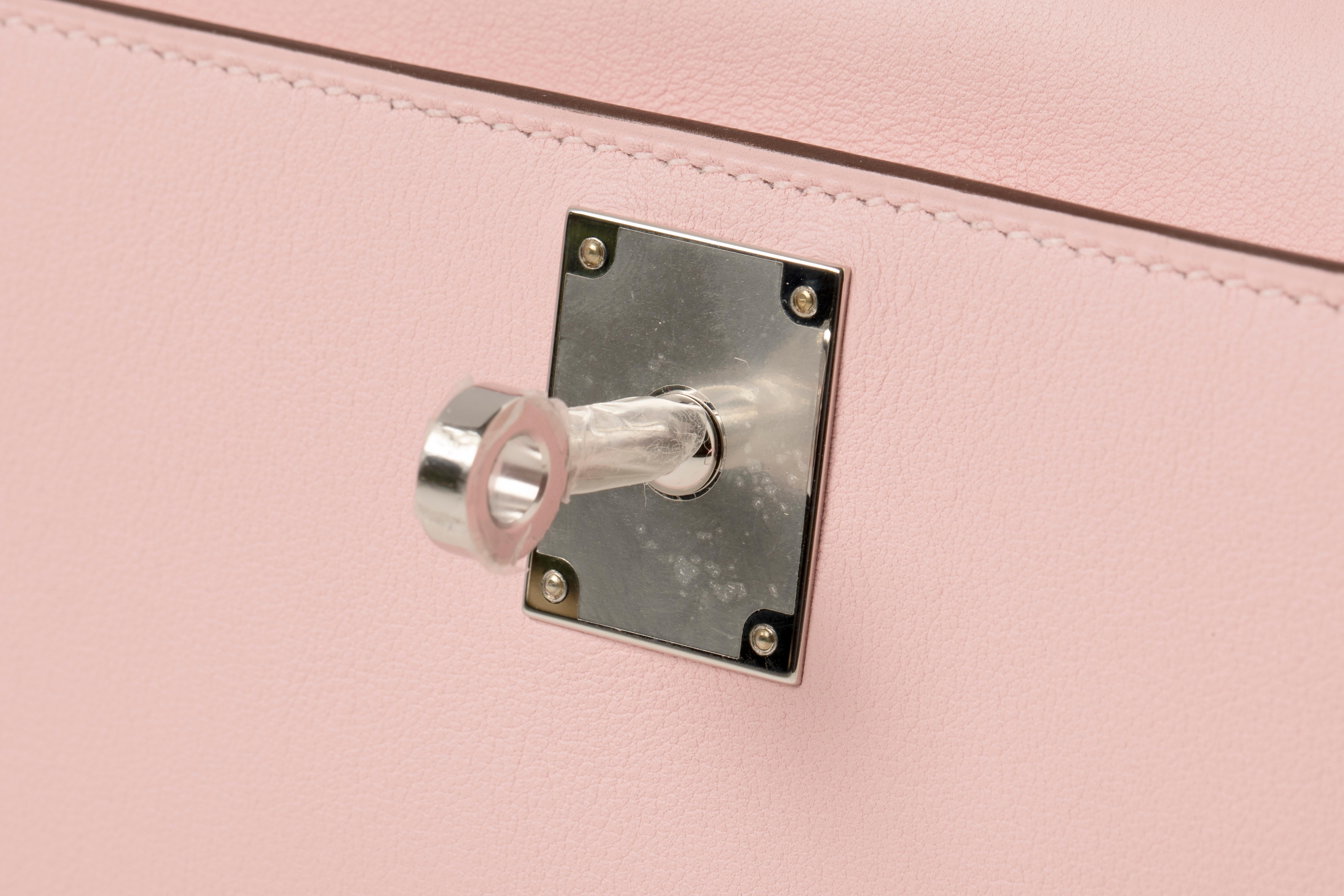 Pink Hermès Kelly Cut Clutch Rose Sakura Palladium Hardware