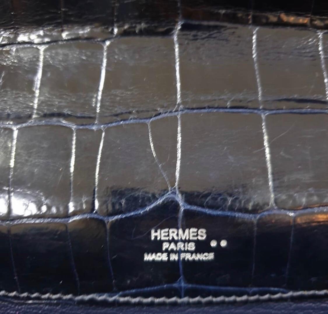 Hermès Kelly Cut Crocodile Blue Marine Bag 2