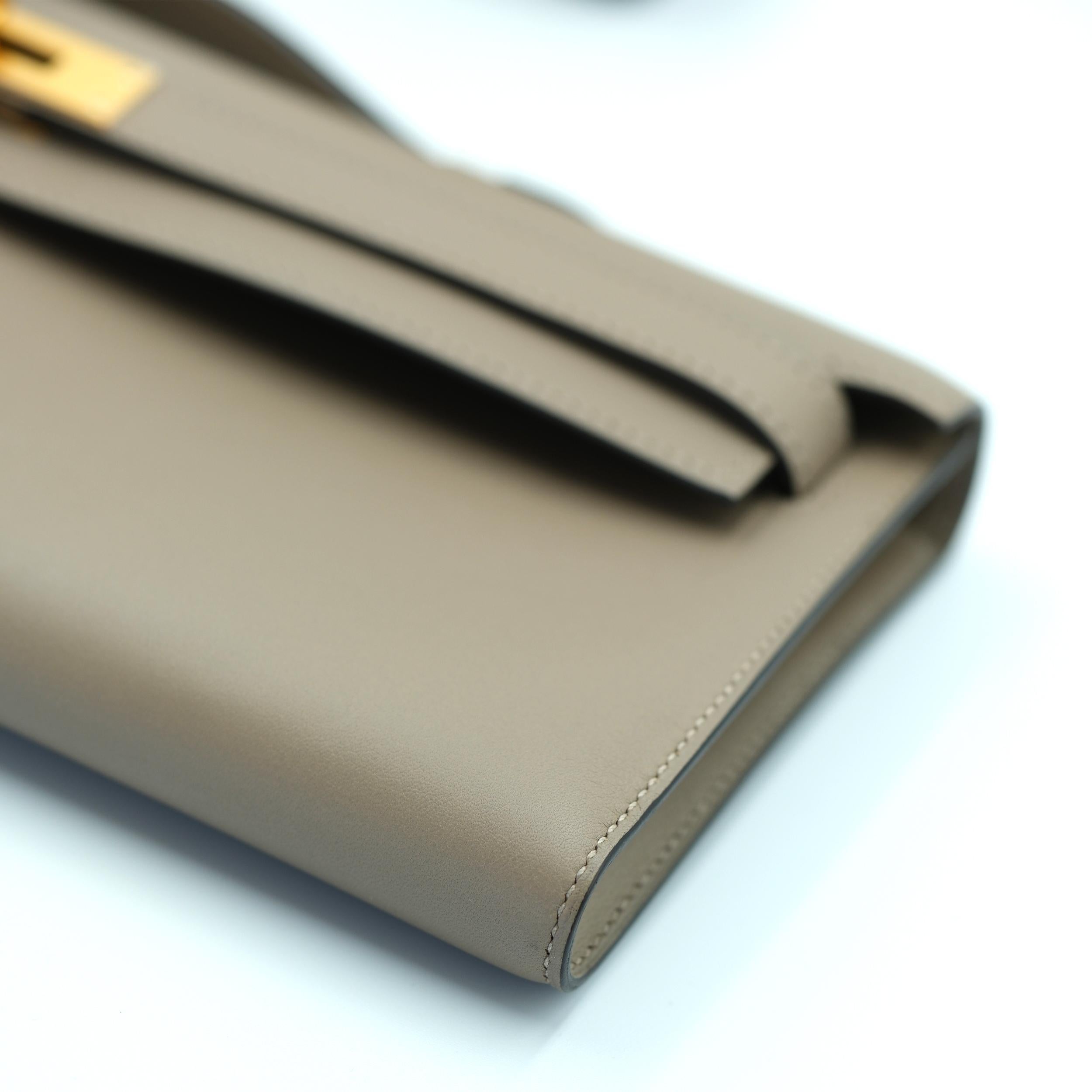 Hermes Kelly Cut Gris Asphalt Swift avec quincaillerie dorée Pour femmes en vente