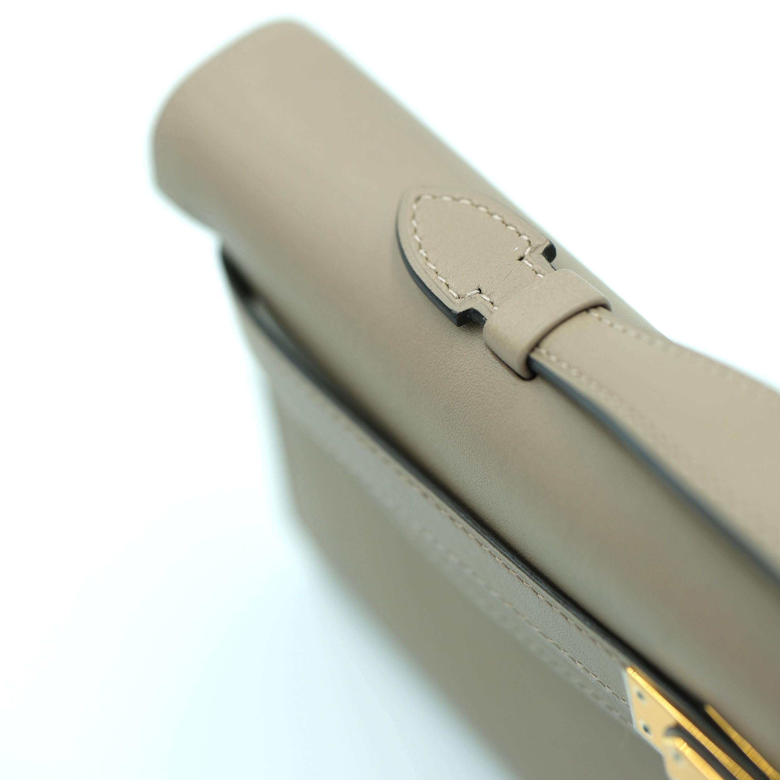 Hermes Kelly Cut Gris Asphalt Swift avec quincaillerie dorée en vente 2