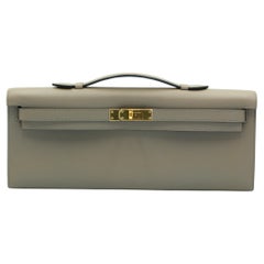 Hermes Kelly Cut Gris Asphalt Swift with Gold Hardware