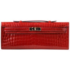 Hermès Kelly Cut Pochette 5P Bubblegum Pink Matte Porosus Crocodile Go