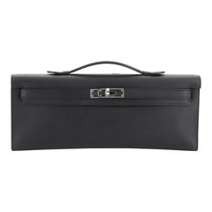 Hermes Noir Black GHW Swift Mini Kelly Pochette Clutch