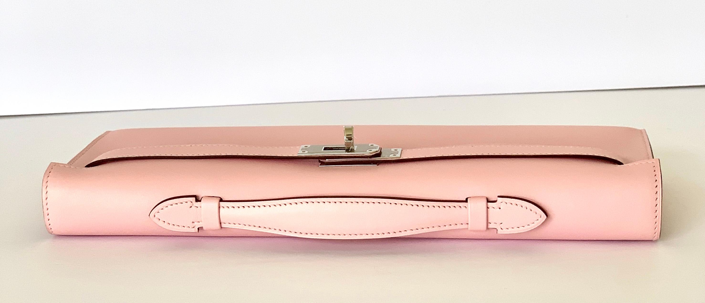 Hermes Kelly Cut Rose Sakura Pink Bag Clutch  In New Condition In West Chester, PA