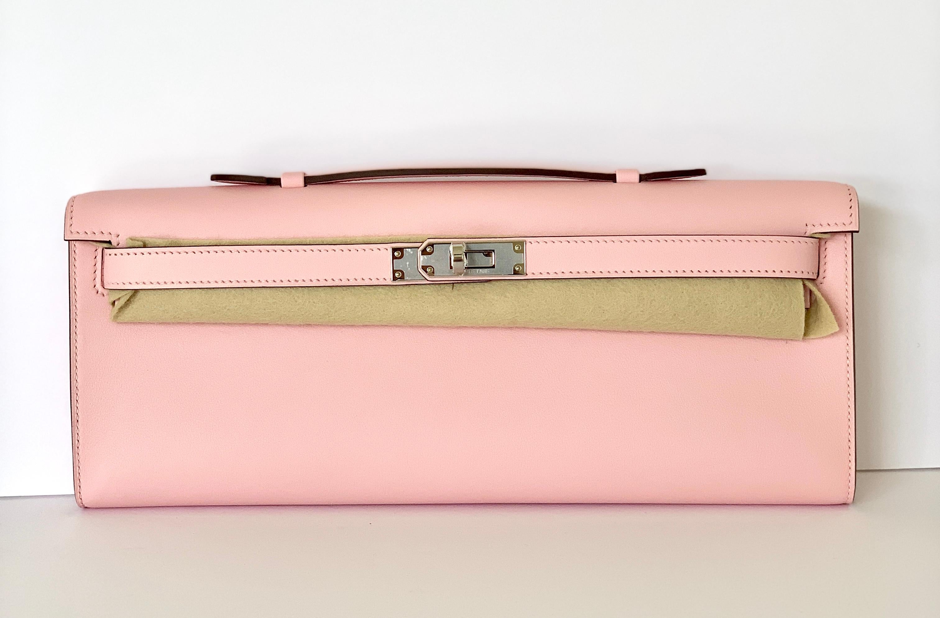 Hermes Kelly Cut Rose Sakura Pink Bag Clutch  1