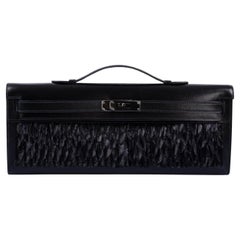 Hermès Kelly Cut So-Black Calf Box Leather with Feathers Black PVD Hardware
