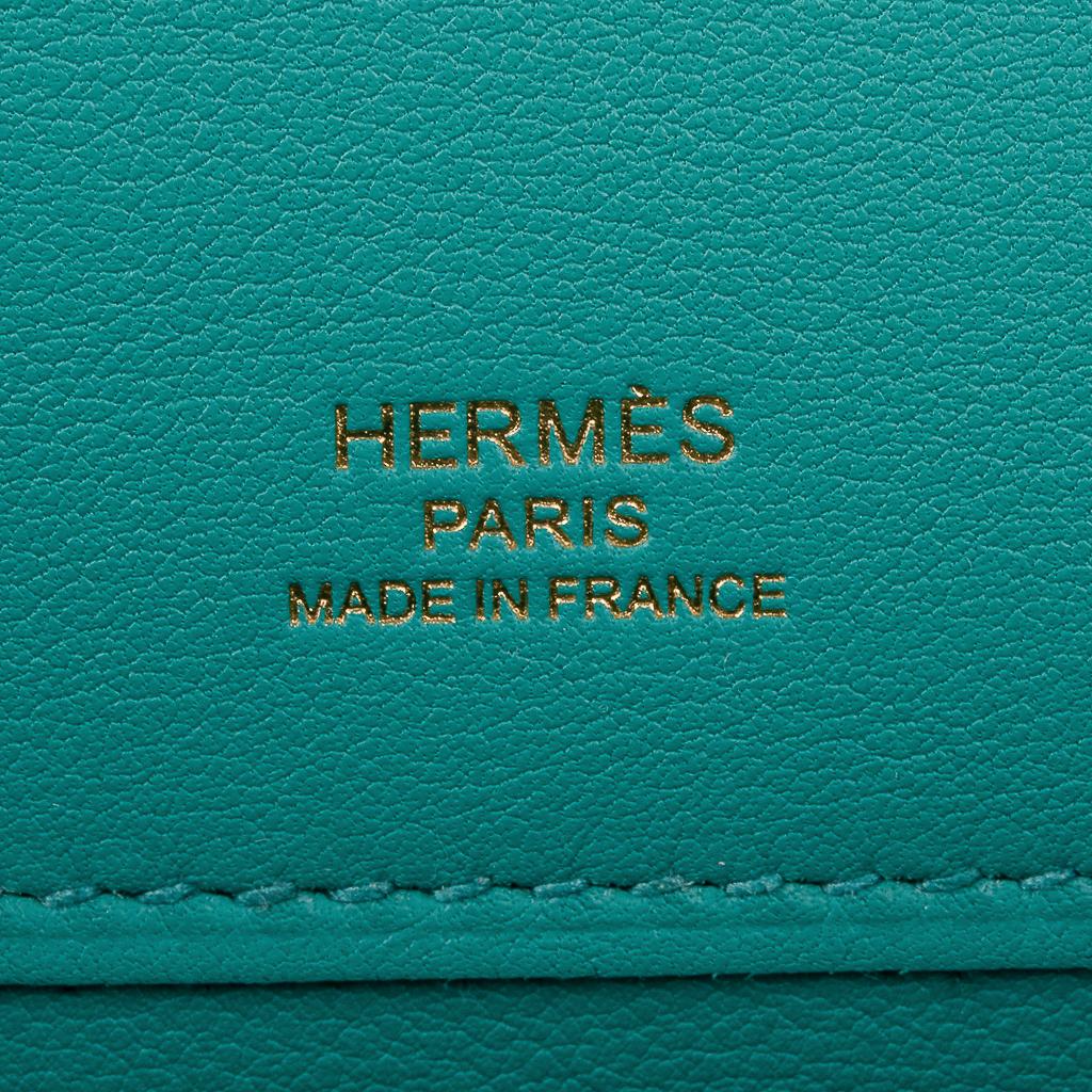 Hermes Kelly Cut Vert Verone Clutch Bag Gold Hardware Swift Leather 3