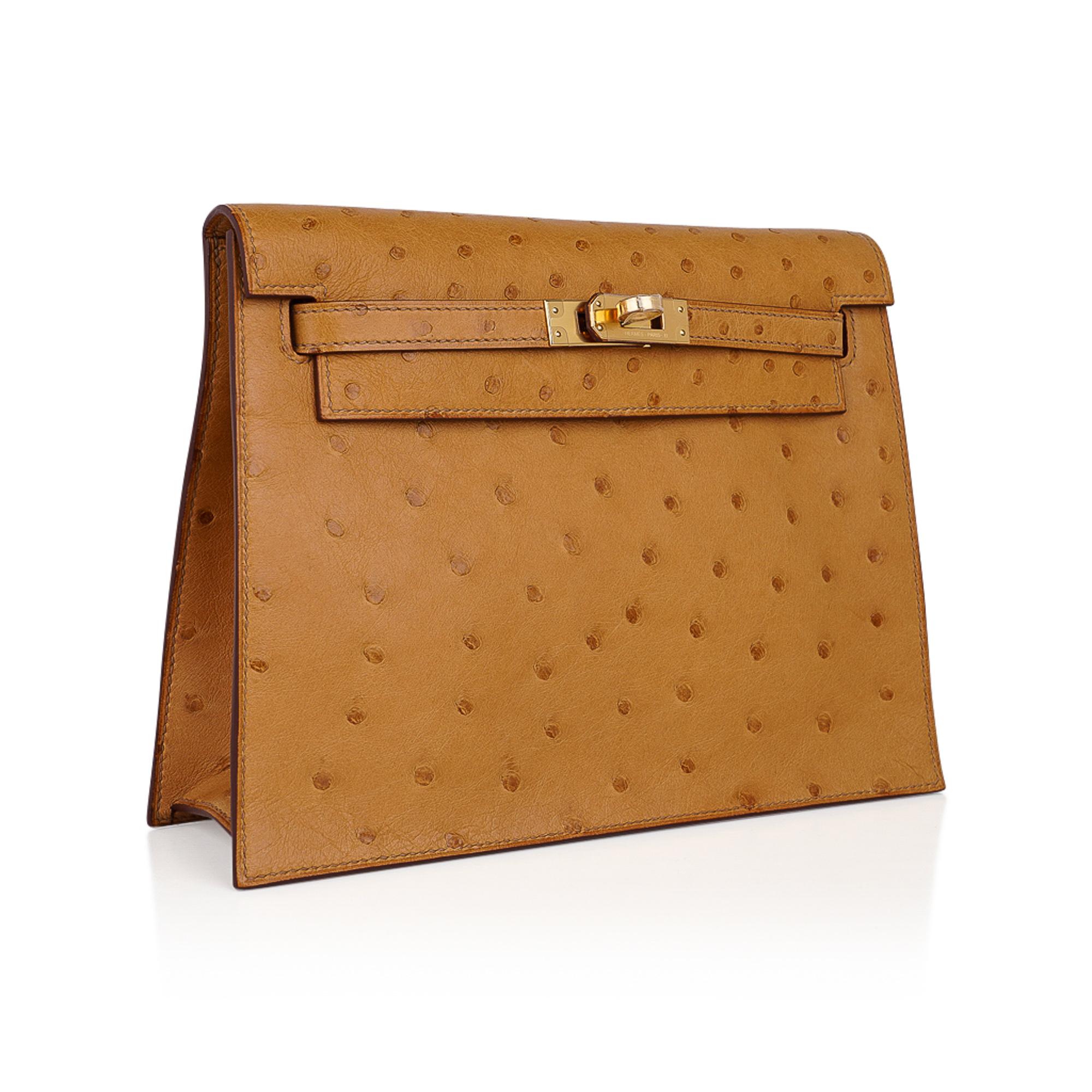 Mightychic offers an Hermes Kelly Danse featured in warm Tabac Camel Ostrich.
This fabulous, versatile bag can be worn as a backpack, shoulder, crossbody or waist bag.
Lush with Gold Hardware.
Comes with sleeper and signature Hermes box
NEW or NEVER