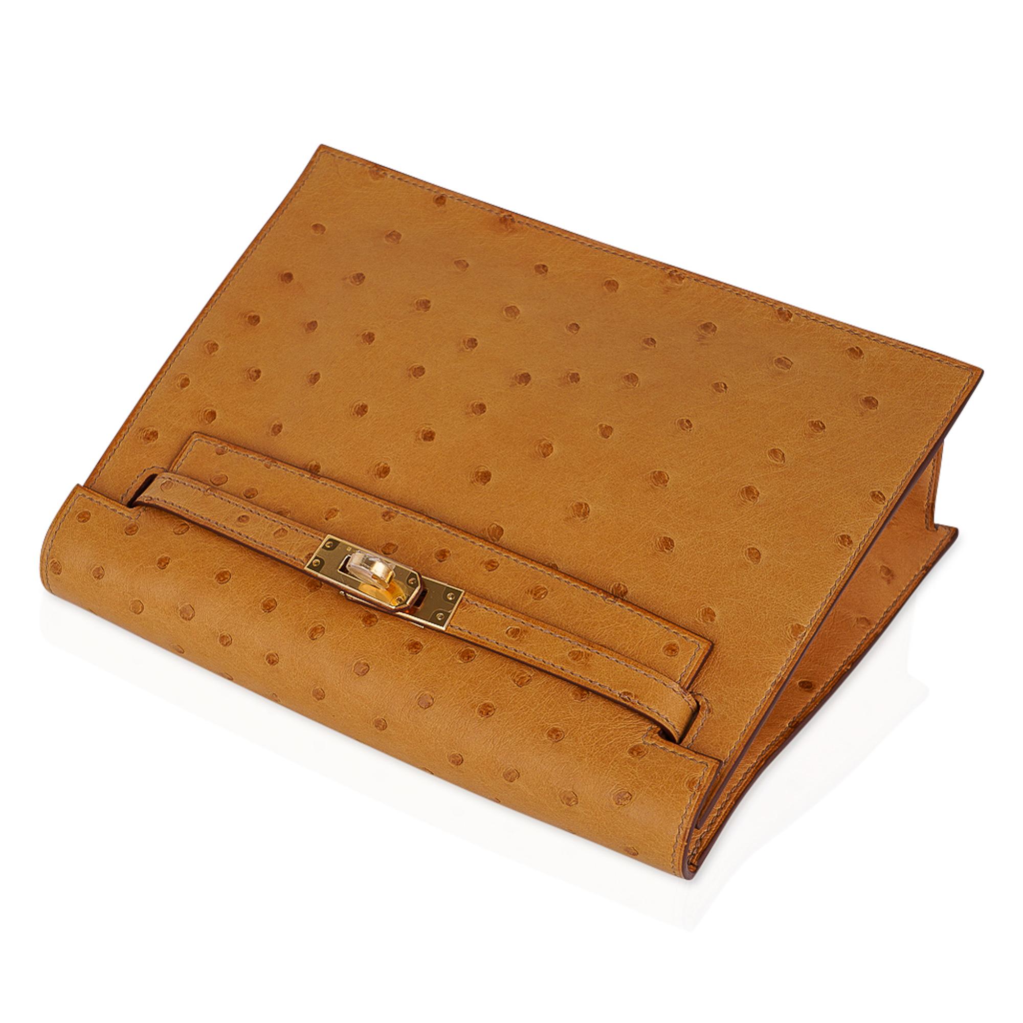 Hermes Kelly Danse Bag Tabac Camel Ostrich Gold Hardware In New Condition For Sale In Miami, FL