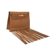 Hermes Kelly Danse Fringe Bag Tabac Sesame with Gold Hardware