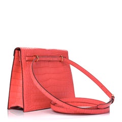 HERMES Kelly Danse II Bougainvillea Coral Red Matte Alligator Waist Belt Bag