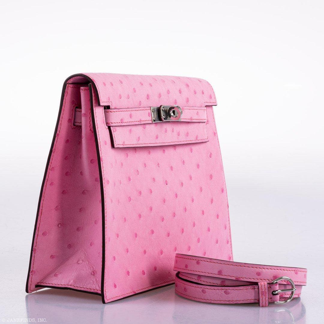 Women's Hermès Kelly Danse II Bubblegum Pink 5P Ostrich Palladium Hardware