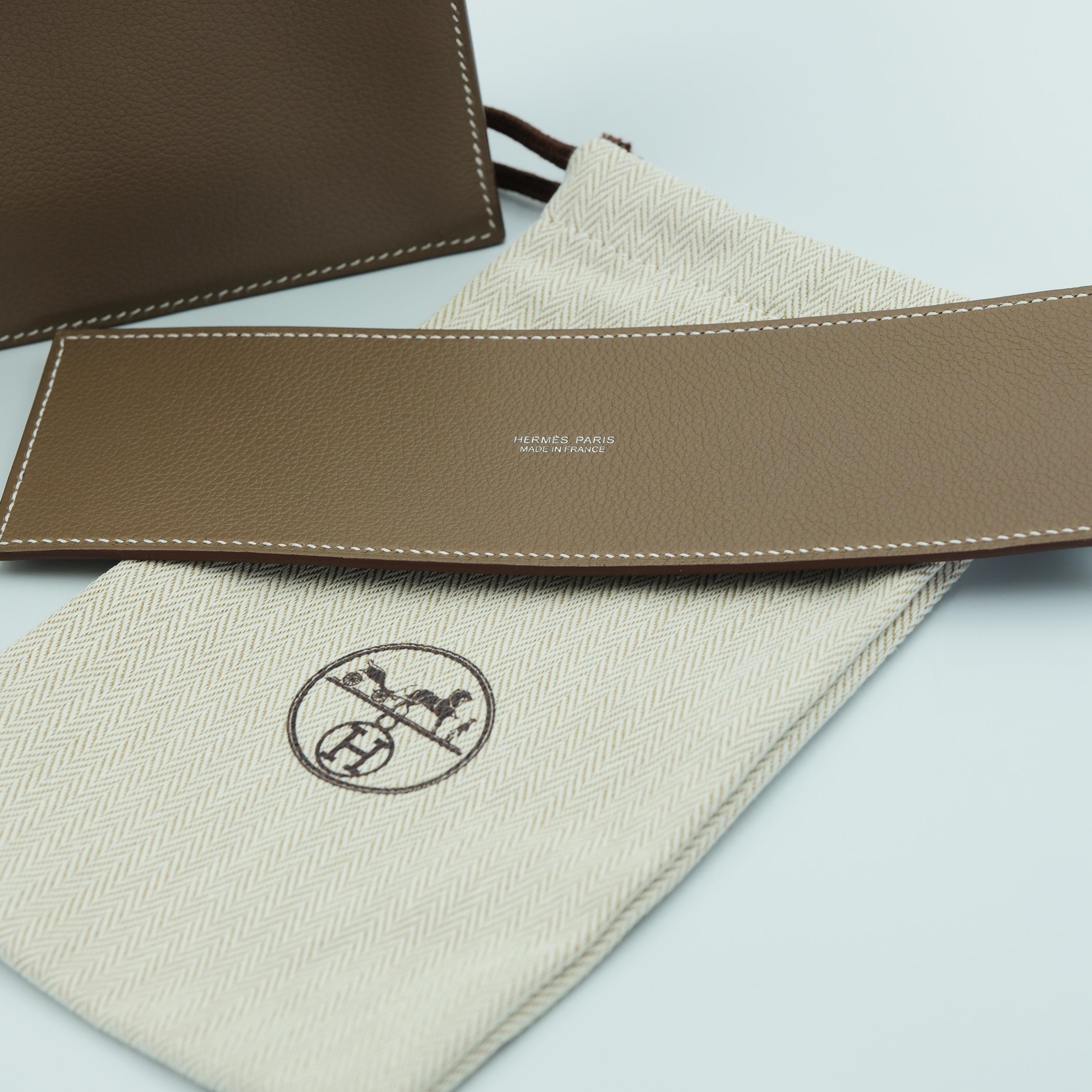 Hermes Kelly Danse II Verso Etoupe Vert Foncé Evercolor avec Palladium Hardwar en vente 2