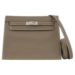 Hermès Kelly Danse Verso Etoupe New White Evercolor Palladium Hardware Handbag
