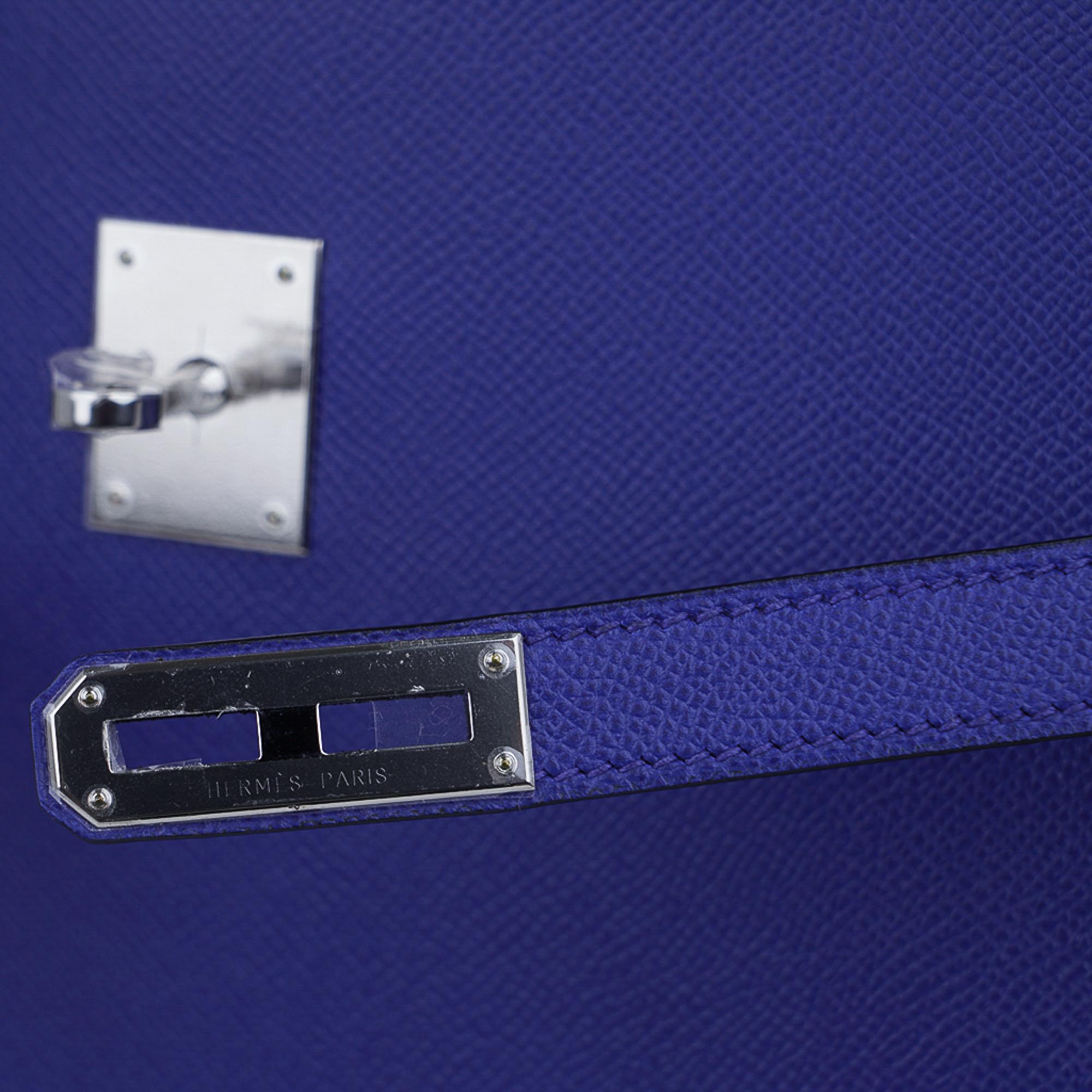 Hermes Kelly Depeches 38 Briefcase Electric Blue Palladium Hardware In New Condition For Sale In Miami, FL