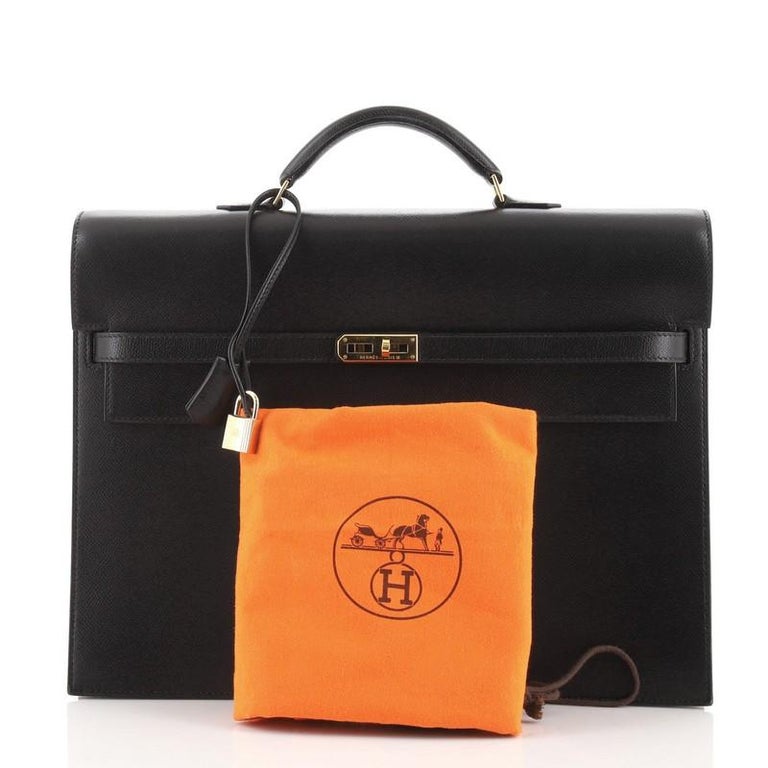 Hermes Gold Courchevel Leather Sac a Depeche 38 Briefcase Bag