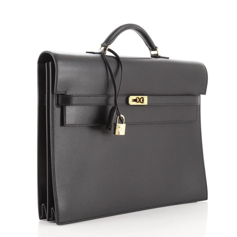 Hermes Kelly Depeche Tasche Courchevel 38 (Schwarz)