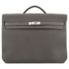 Hermès Kelly Depeches 34 HSS Briefcase Gold and Vert Cypress Clemence For  Sale at 1stDibs