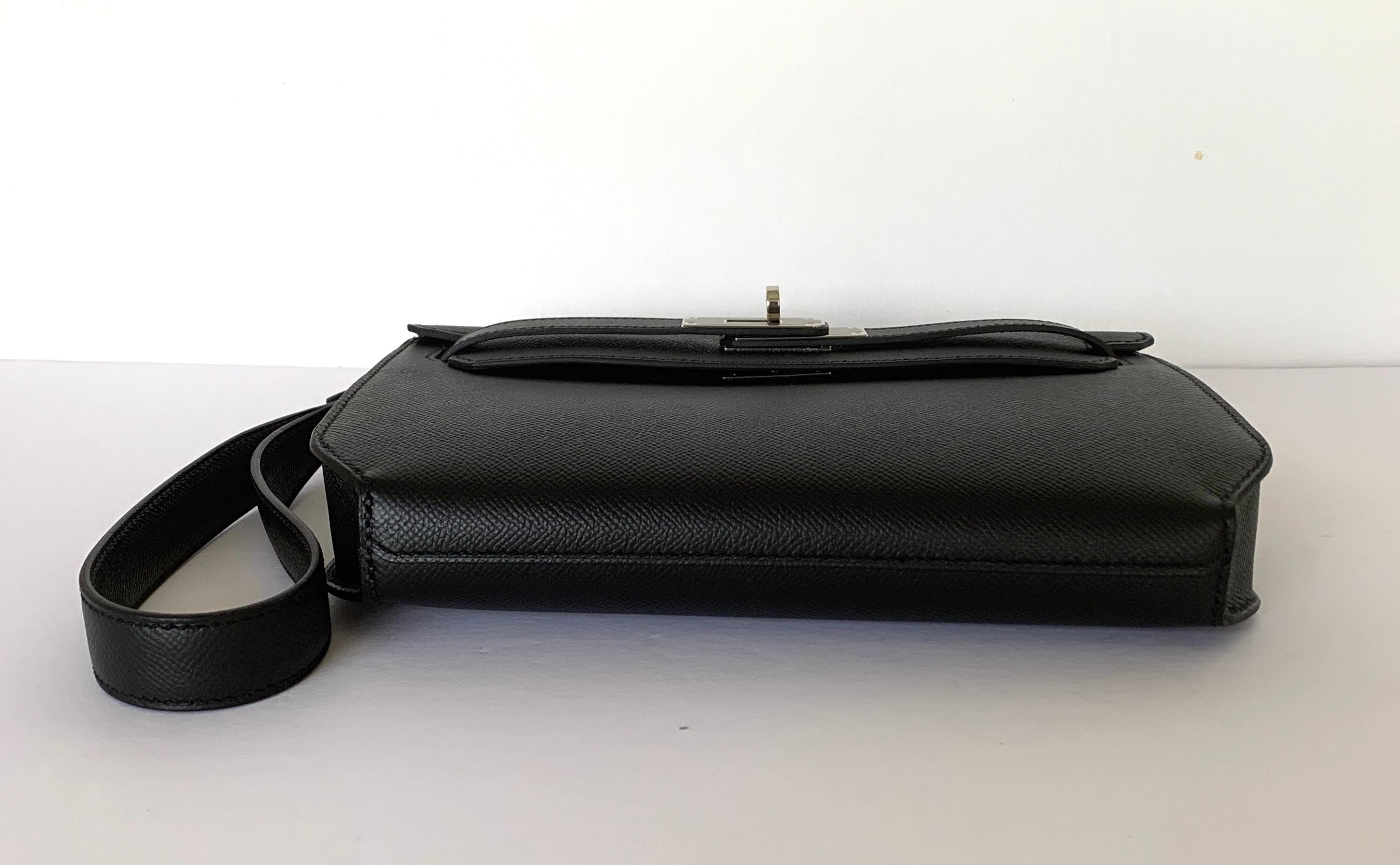 Hermes Kelly Depeche Black Pochette Epsom 25 Palladium at 1stDibs ...