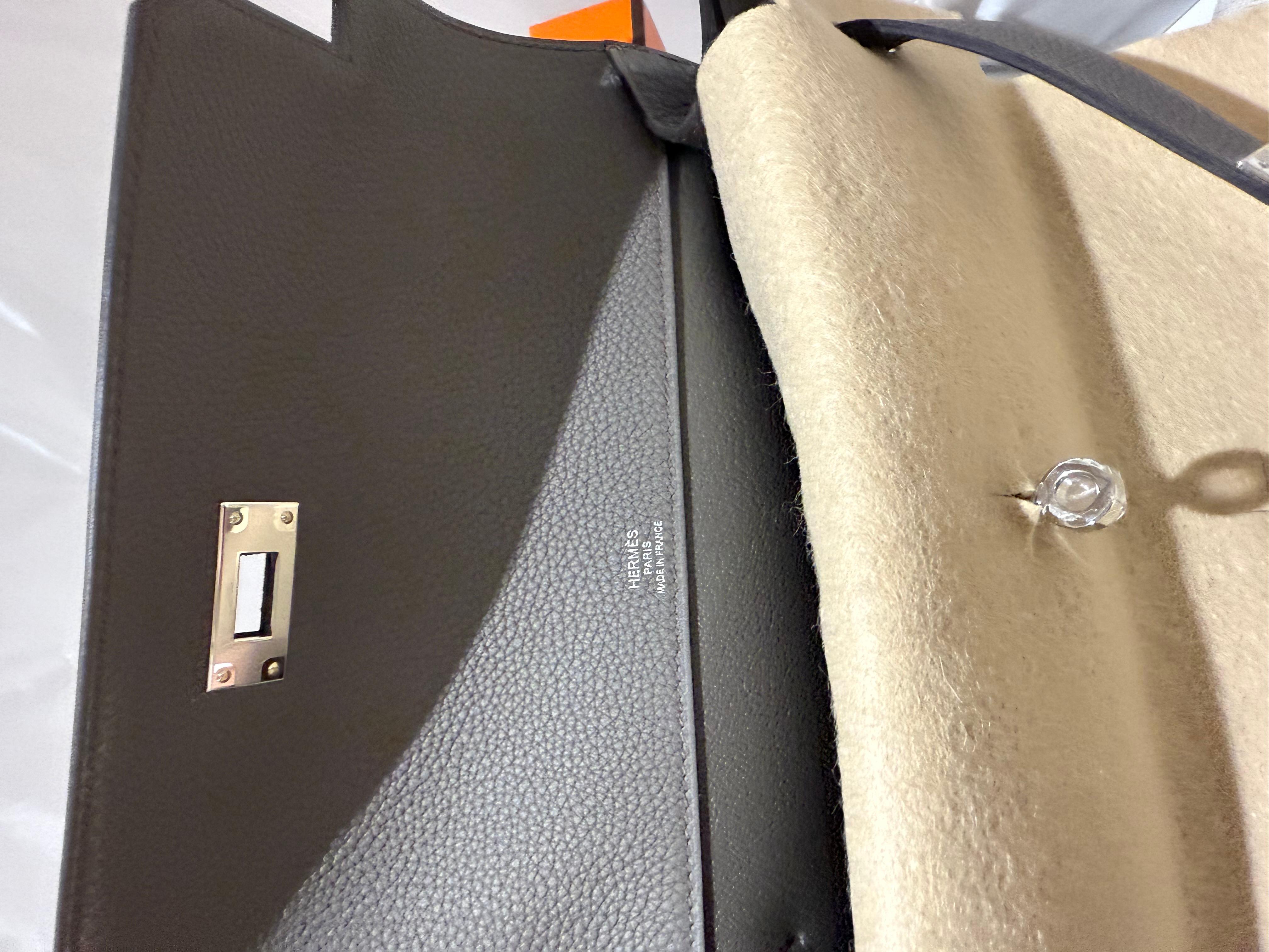 Hermes Kelly Depeches 25 Etain togo phw Gris en venta
