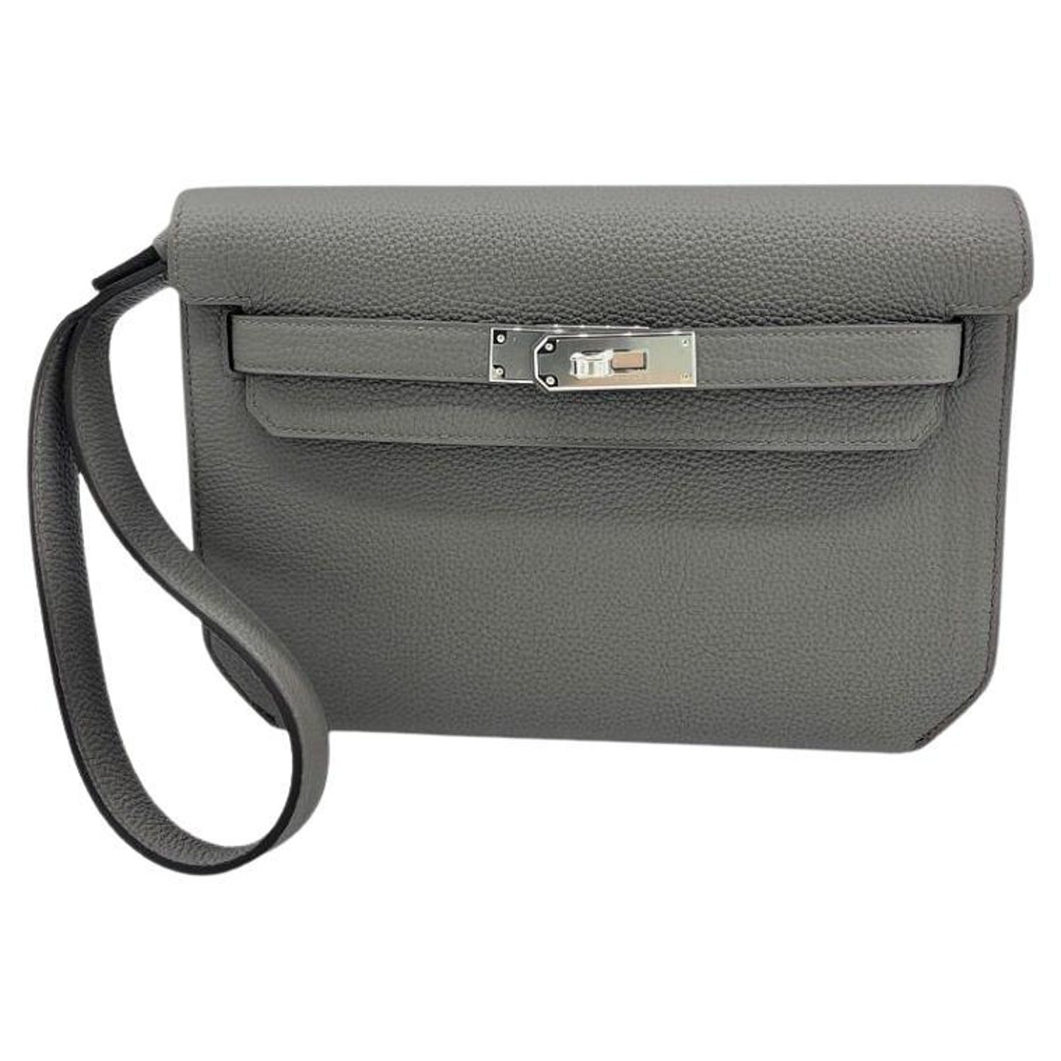 Hermes Kelly Depeches 25 Pouch Black Galop D'Hermes Gold For Sale at 1stDibs