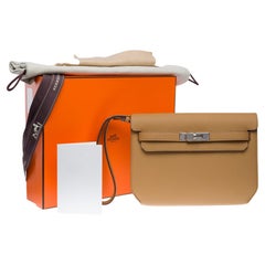 Sac à main Hermès Kelly Dépêches 25 en cuir Biscuit Togo, PHW