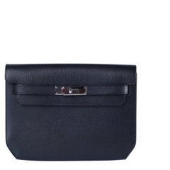 Hermès Kelly Dépêches 25 Noir Galop d’Hermès Palladium Hardware - '20s