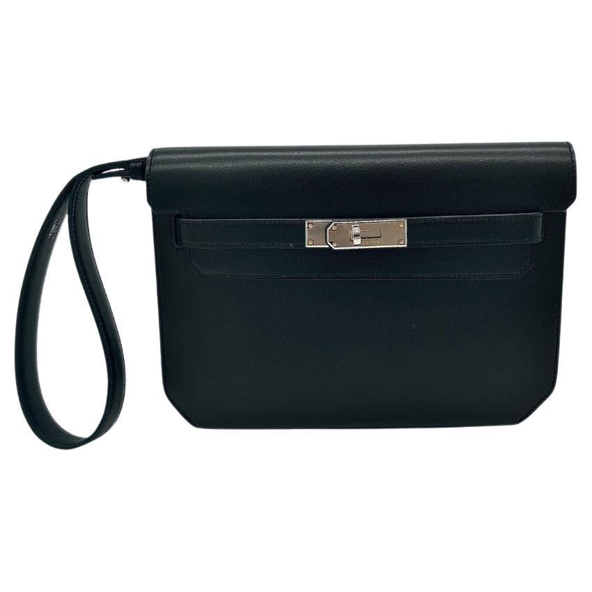 Hermes Kelly Depeches 25 Gris Etain Togo Calfskin Clutch For Sale at 1stDibs