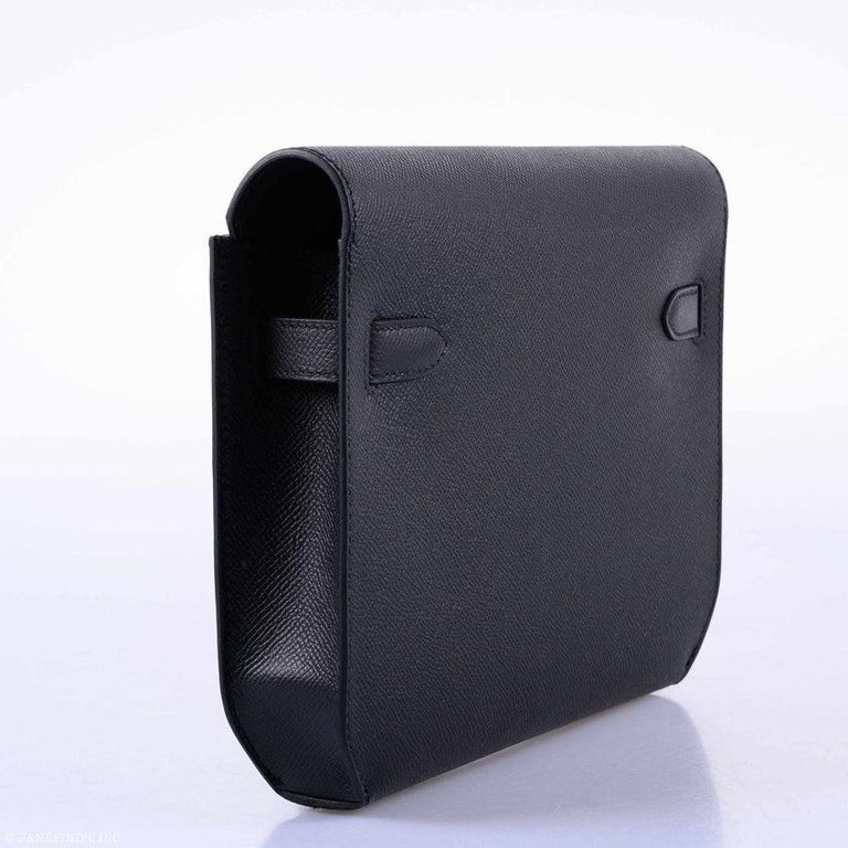 Replica Hermes Kelly Pochette Bag In Black Epsom Leather