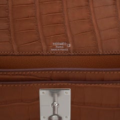 Hermes Kelly Depeches 25 Pouch Matte Gold Alligator Palladium