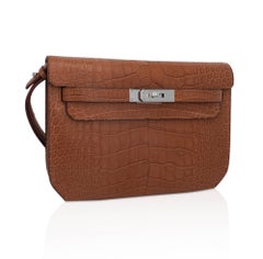 Hermes Kelly Depeches 25 Bolsa Oro Mate Aligátor Paladio
