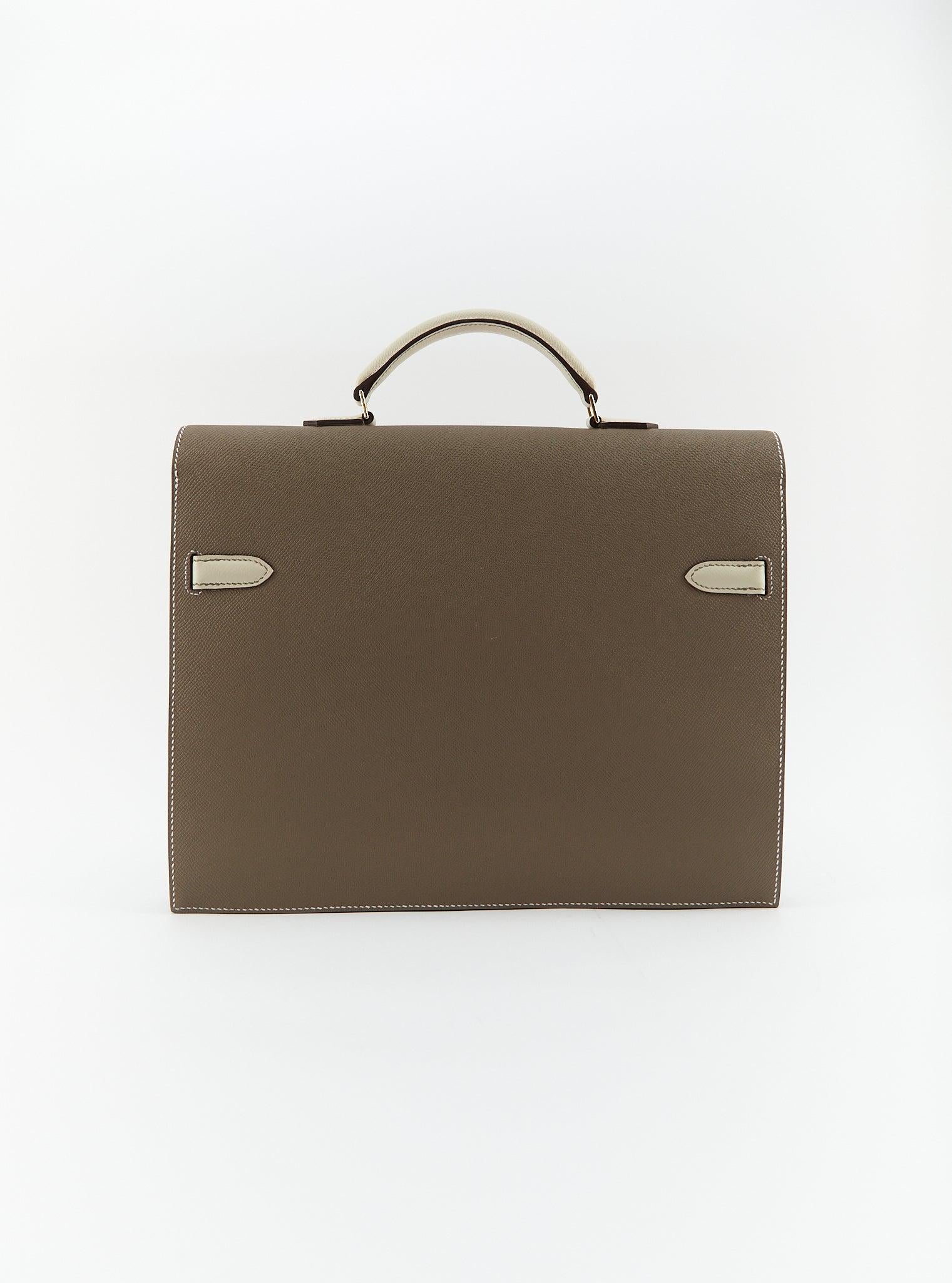 HERMÈS KELLY DEPECHES 34CM HSS SPECIAL ORDERE ETOUPE & CRAIE Epsom Leather with  For Sale 1