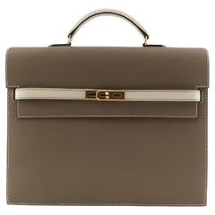 HERMÈS KELLY DEPECHES 34CM HSS SPECIAL ORDERE ETOUPE & CRAIE Epsom Leather with 