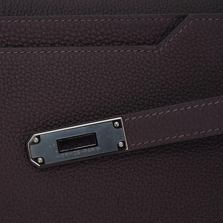 Hermes Kelly Depeches 36 Briefcase Ebene Palladium Hardware Epsom Leather For Sale 1